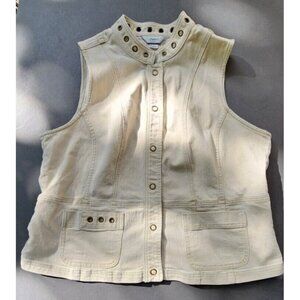 CJ Banks Ivory Beige Vest Size 1X Metal Grommets